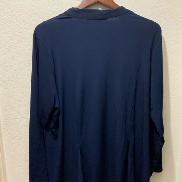 New Susan Graver Liquid Knit blue Open Cardigan size 1X - Picture 9 of 12